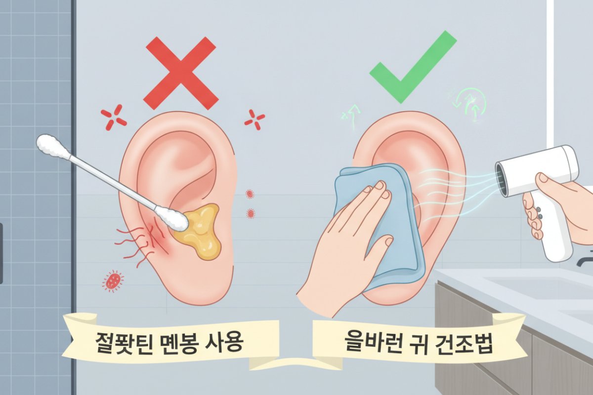 피부 장벽을 지키는 올바른 귀 건조법과 잘못된 면봉 사용의 위험성