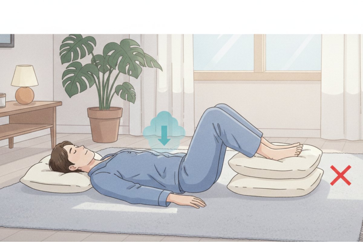 디스크 압력을 최소화하는 단계별 무릎 굴곡 휴식 자세