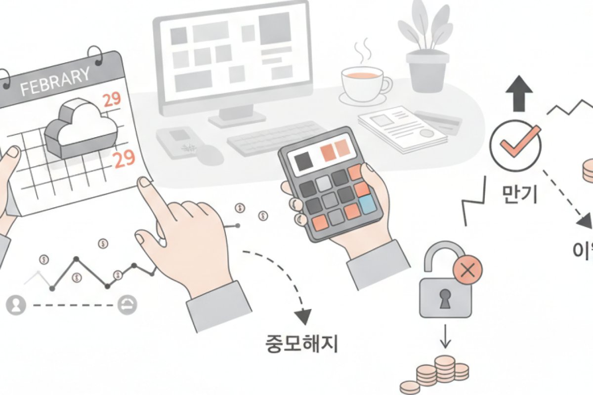 예치 일수 계산(윤년)과 중도해지·만기 후 이율 변수