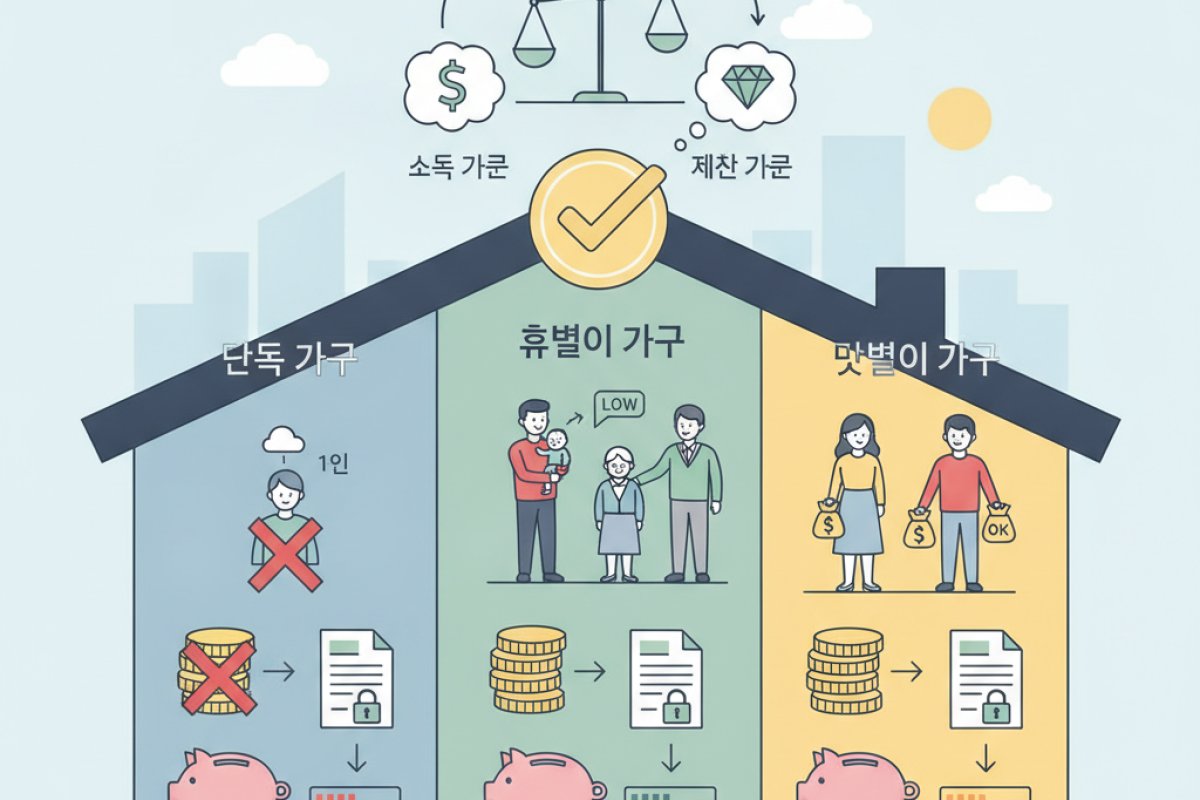 가구 유형별 소득 및 재산 자격 심사 기준