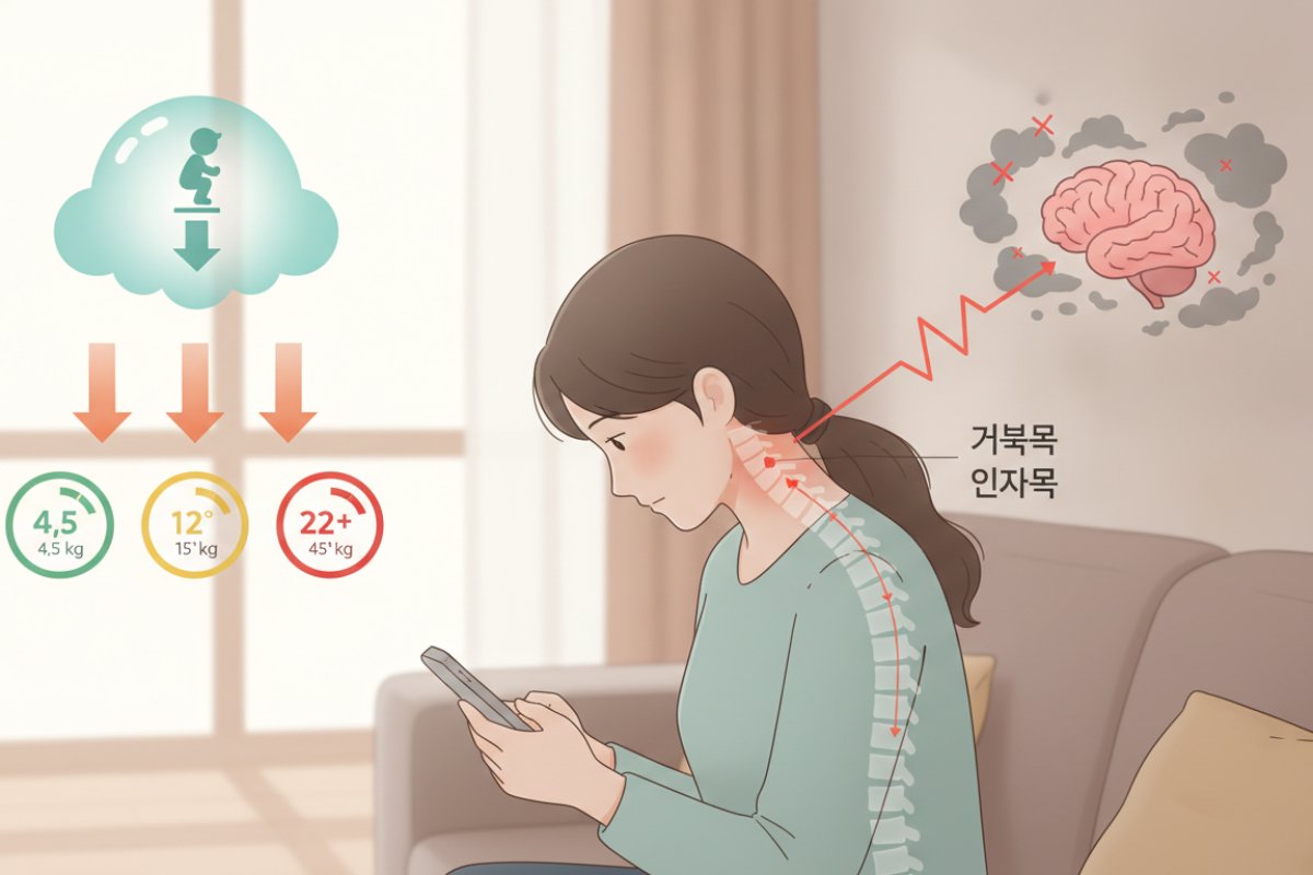 머리 하중이 3배로 증가하는 원리와 긴장성 두통의 연결고리