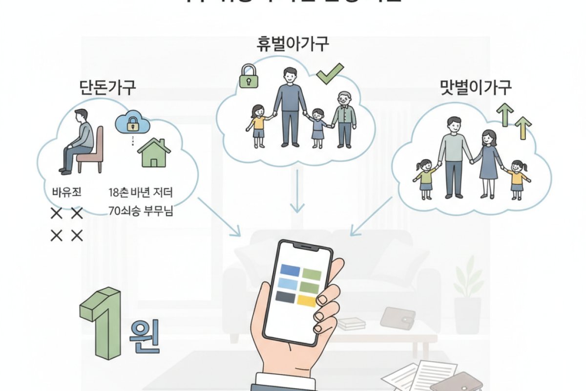 단독, 홑벌이, 맞벌이 가구 유형별 자격 판정 기준