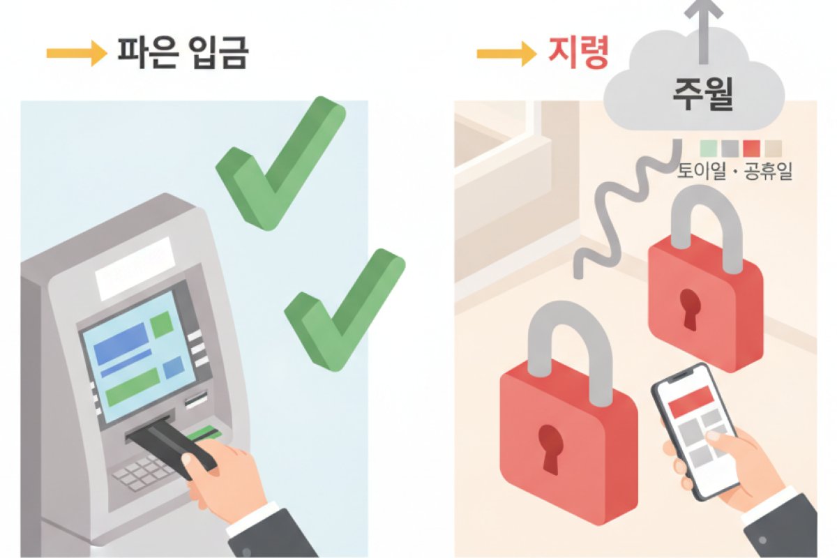 주말, 공휴일, 요일별 접수에 따른 입금 시점 차이