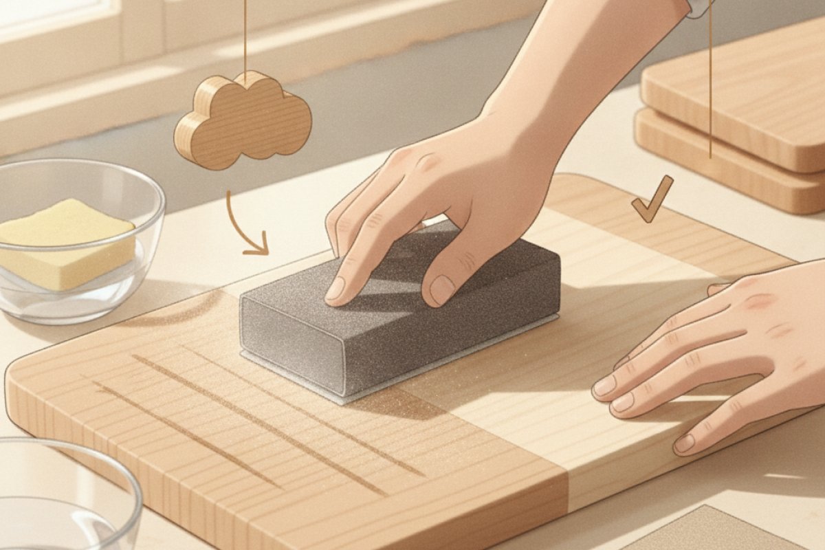 깊은 칼자국과 거친 보풀을 제거하는 단계별 사포질 복원법