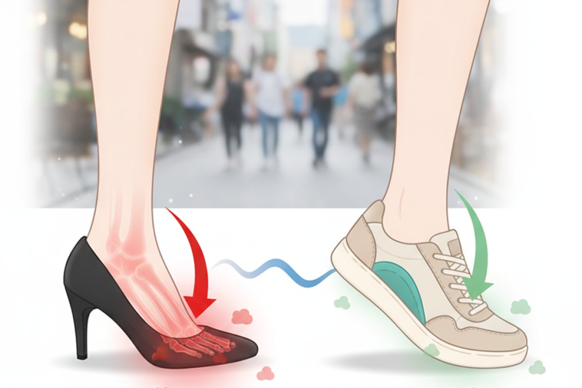 굽 높이와 아치 서포트 인솔이 전족부 하중에 미치는 영향
