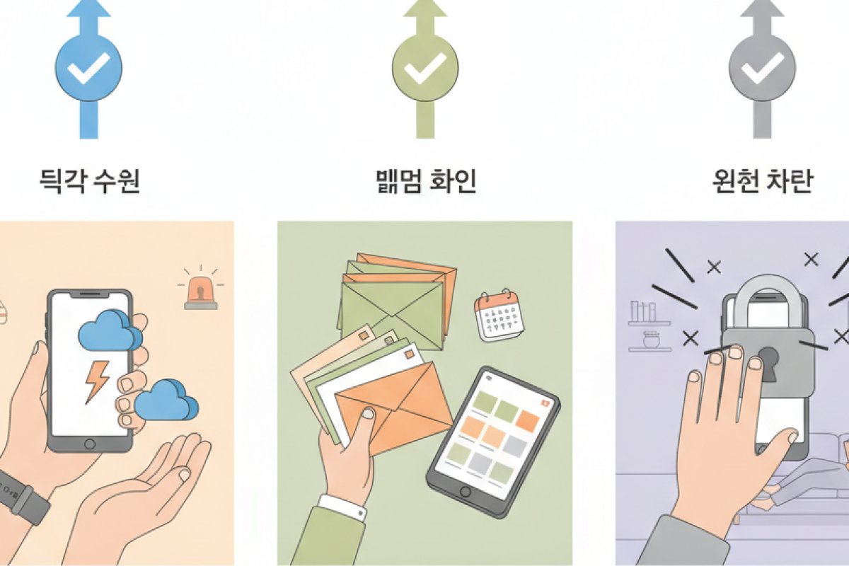 알림 수신 3단계 분류: 즉각 수신, 묶음 확인, 완전 차단