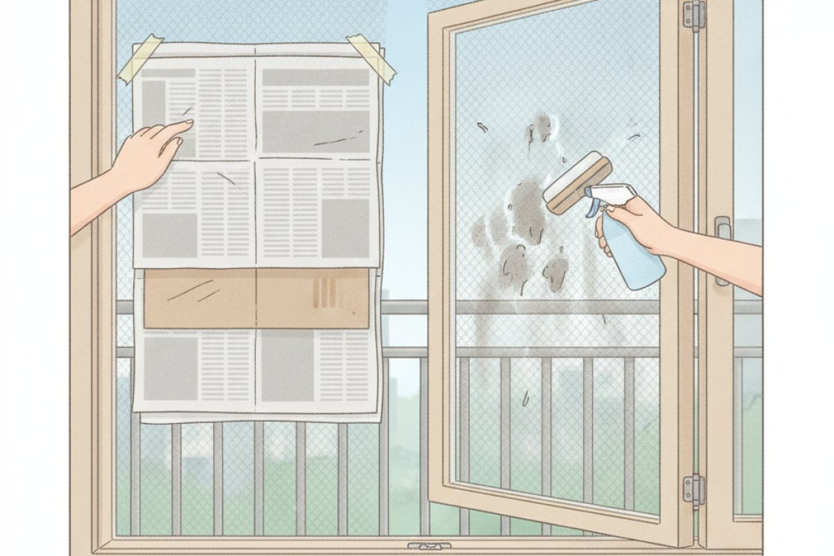 먼지 비산 없는 방충망 세척과 외벽 차단막 설치 요령