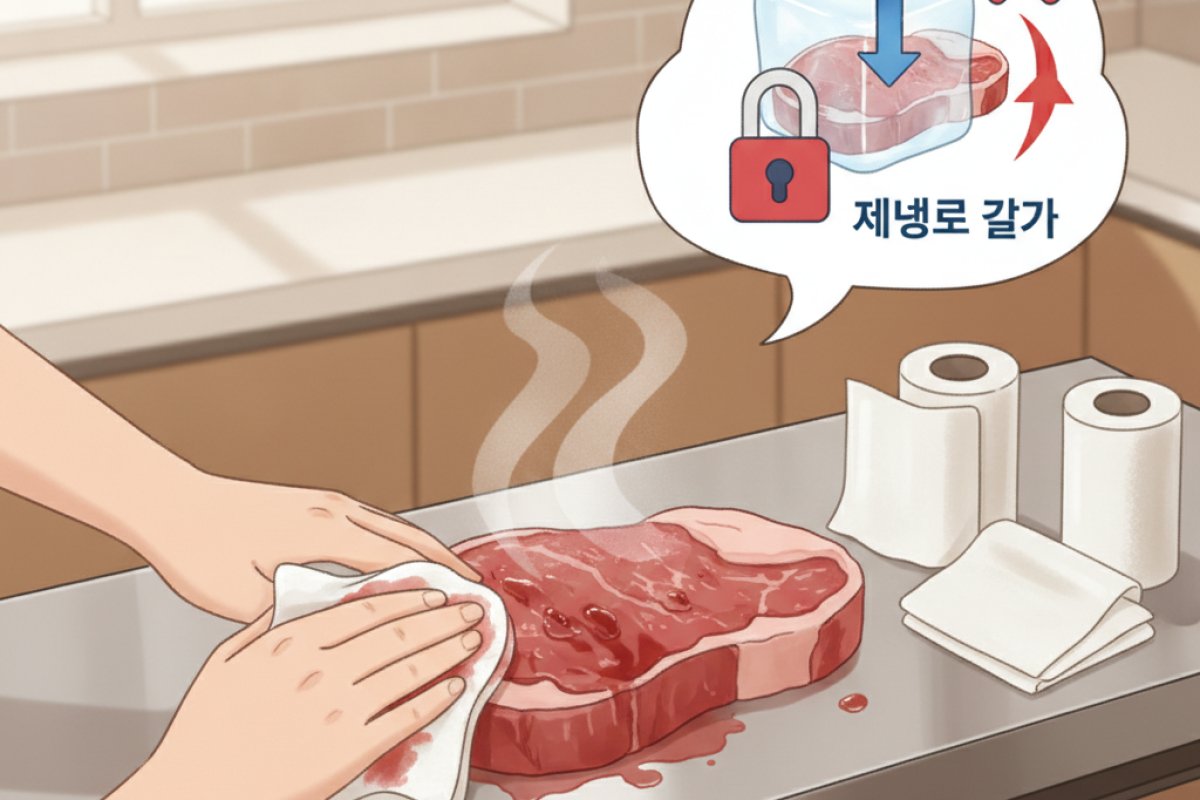 해동 후 조리 직전 체크포인트: 키친타월 핏물 제거와 재냉동 불가 원칙