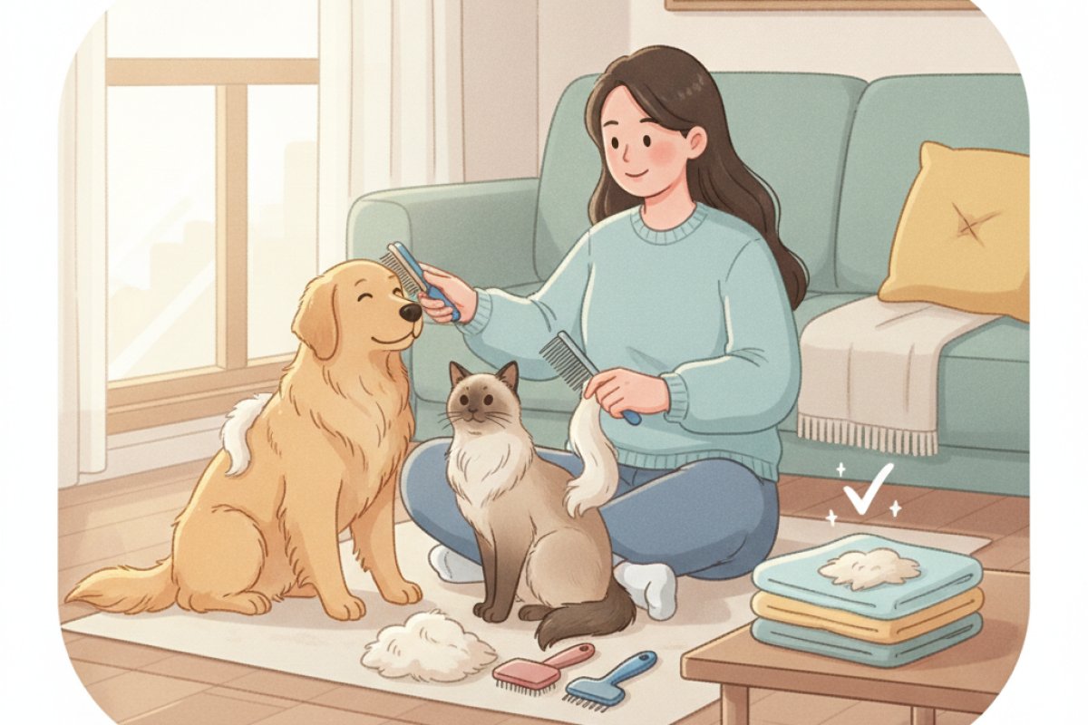 근본적인 실내 털 날림을 줄이는 반려동물 브러싱 케어