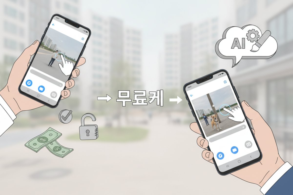 기본 갤러리 앱에서 AI 지우개 도구 진입 및 인터페이스 파악