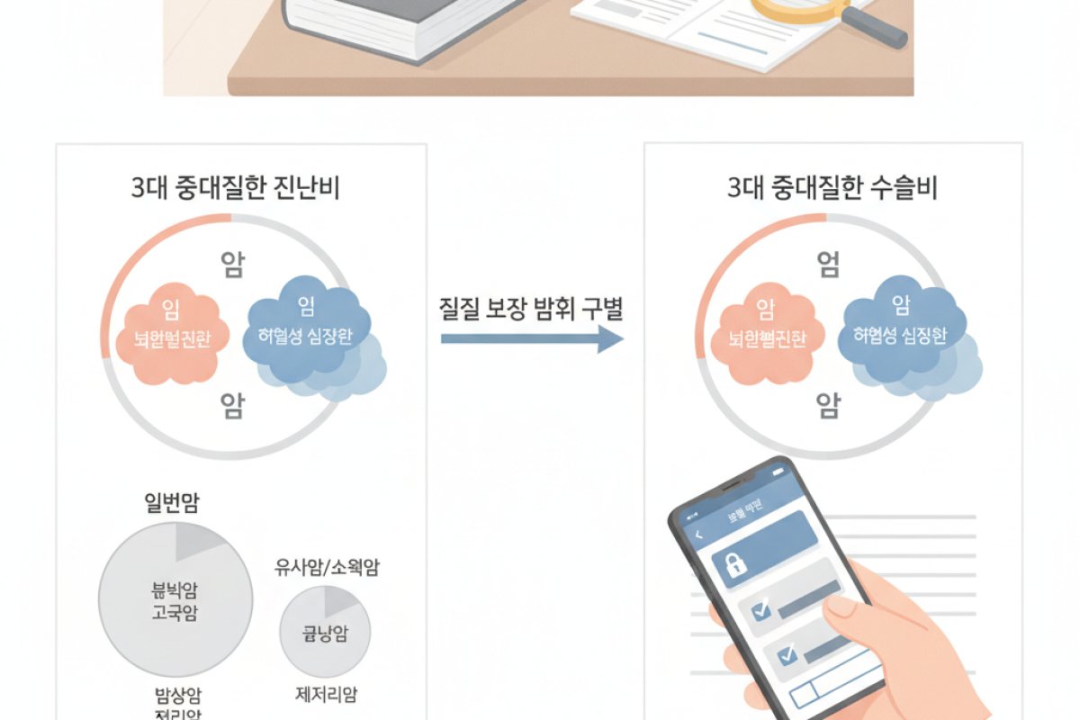 3대 중대질환(암·뇌·심장) 진단비와 수술비의 실질 보장 범위 구별법