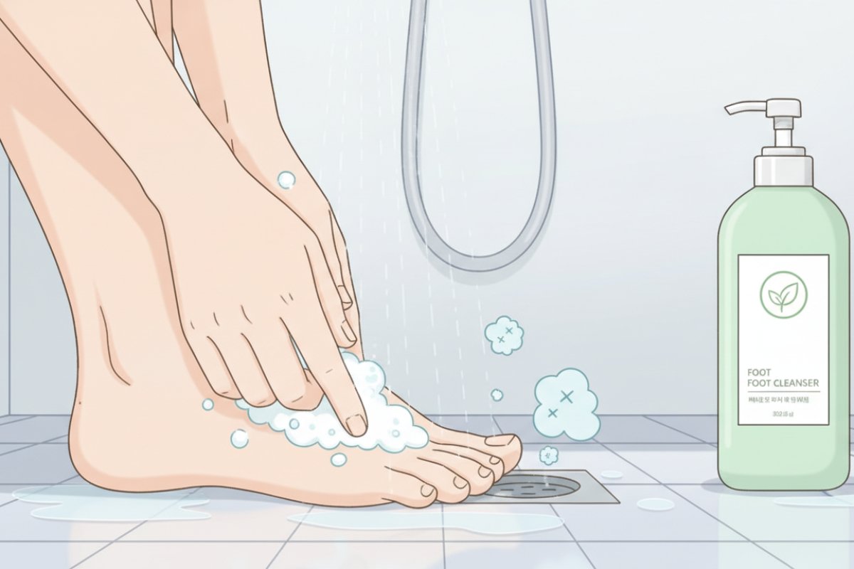 발 세정의 정석과 진균 번식을 억제하는 클렌징 단계