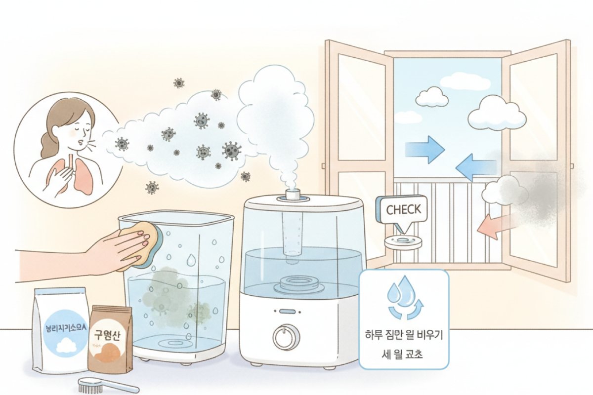 가습 기기 위생 관리와 쾌적한 실내 공기를 위한 환기 원칙