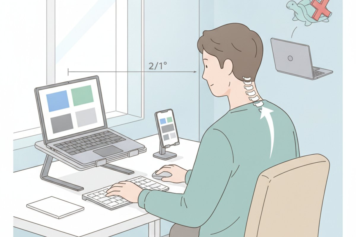 경추 곡선을 보호하는 작업대 및 디바이스 환경 세팅법