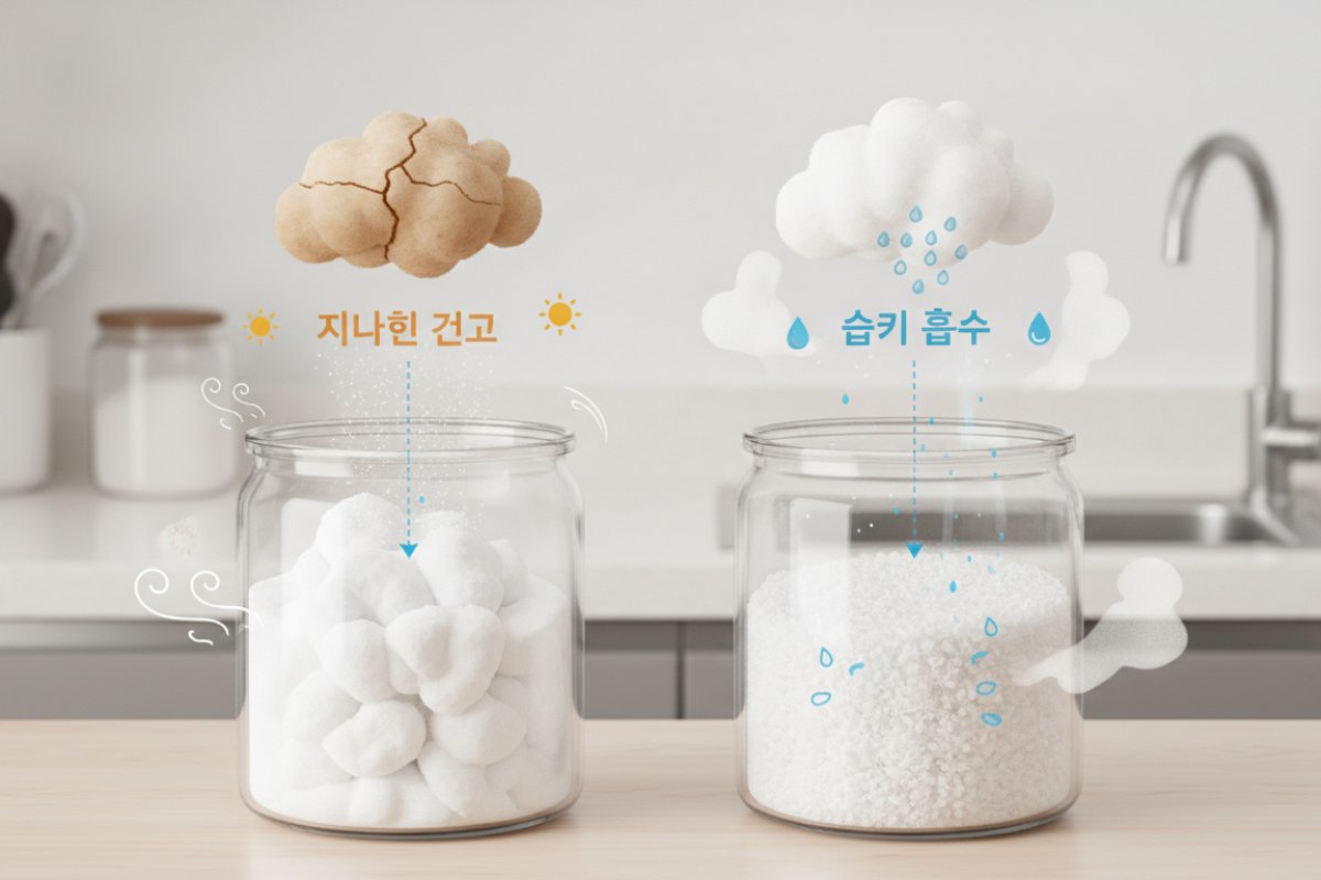 설탕은 건조해서 굳고 소금은 습해서 굳는 과학적 결합 원리