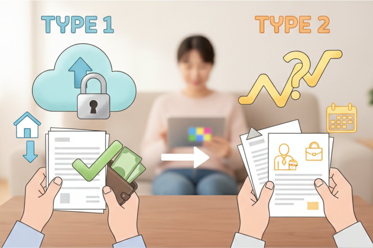 1유형과 2유형의 참여 자격 및 가구 소득 재산 기준
