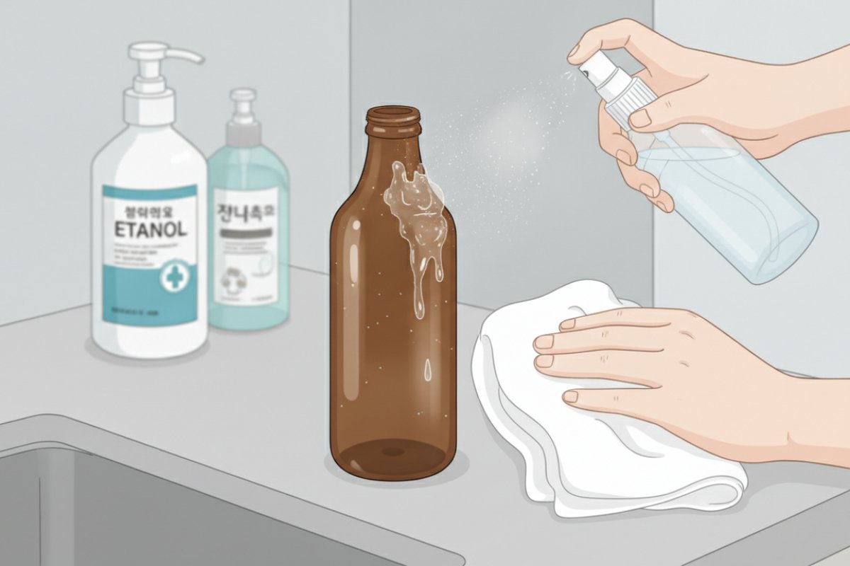 기름기 잔여물 세척과 끈적임 휘발을 완성하는 에탄올 및 세제 마무리