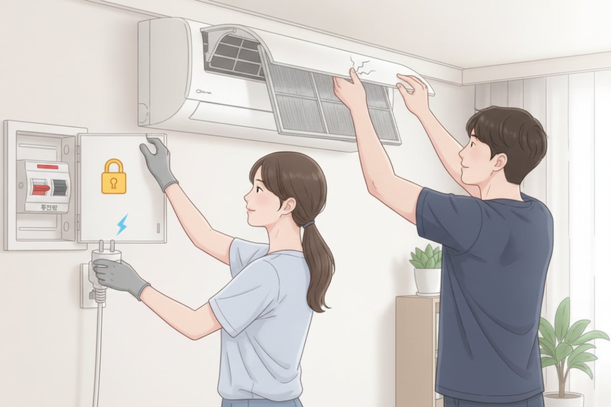 기기 보호와 안전을 위한 준비 작업 및 건식 먼지 제거