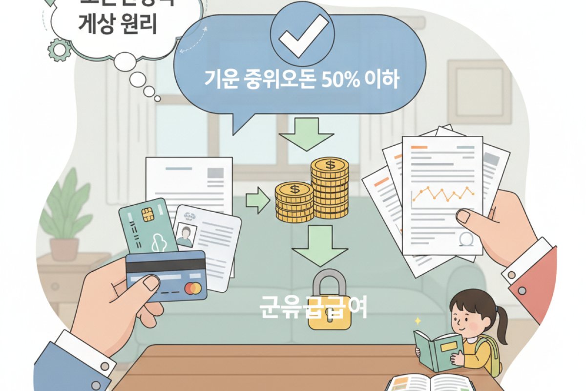 기준 중위소득 50% 이하 판정과 가구별 소득인정액 계산 원리