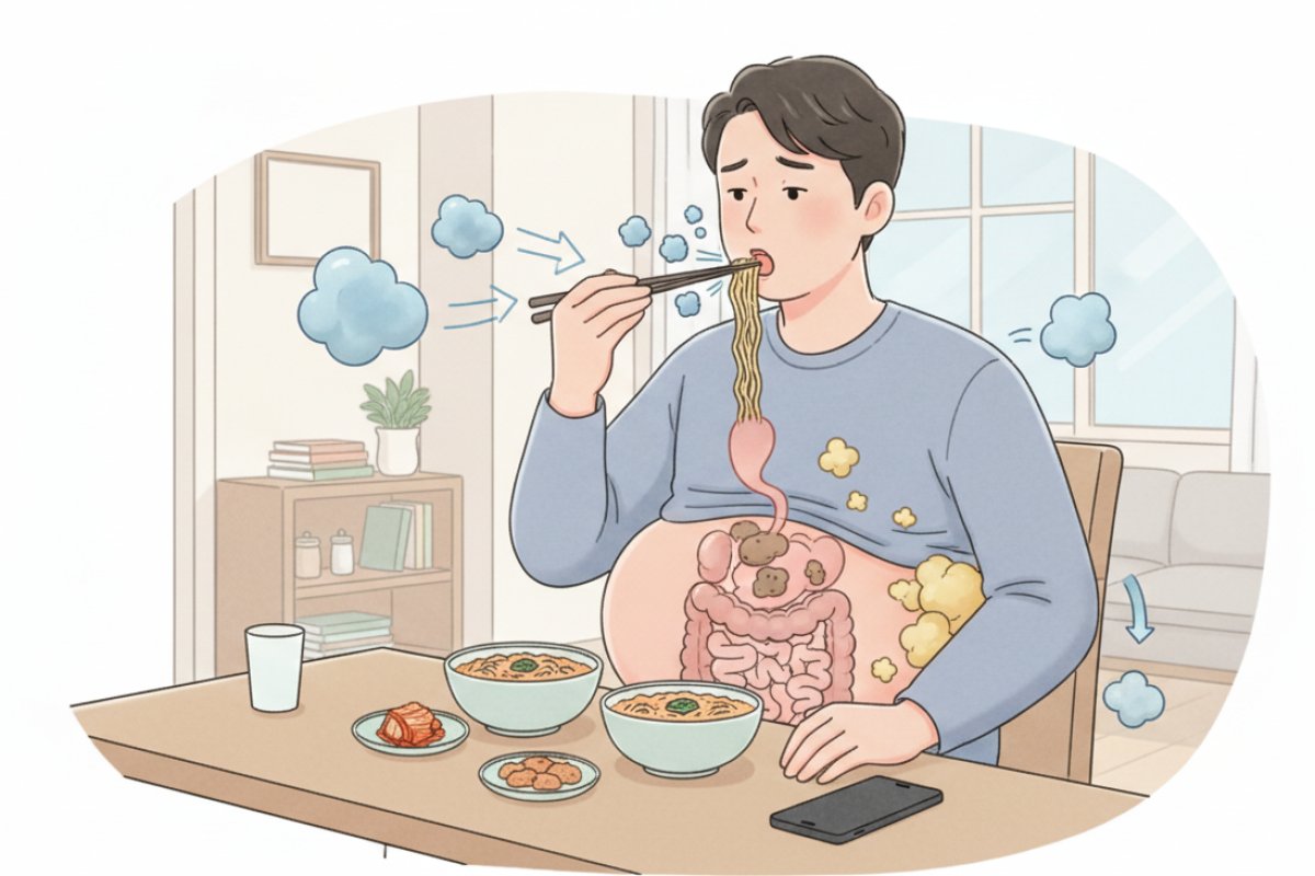 왜 식사만 하면 배가 풍선처럼 부풀어 오를까?