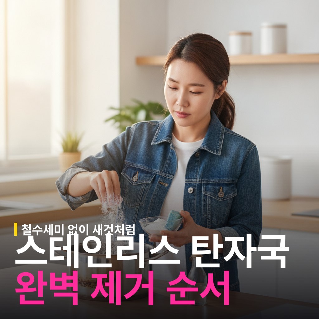 스테인리스 냄비 탄 자국 제거: 베이킹소다·식초 순서