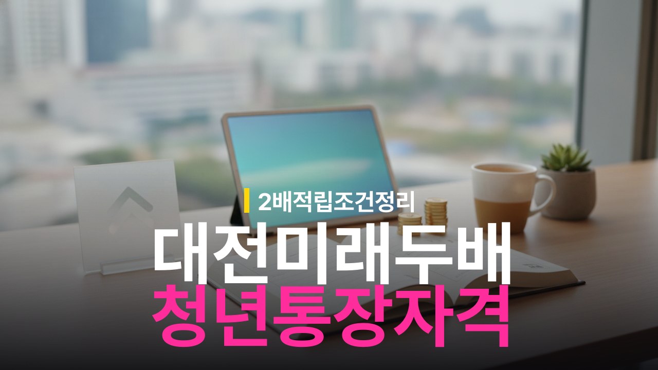 2년 저축하면 2배로 돌려받는 대전 미래두배 청년통장 신청 자격과 조건