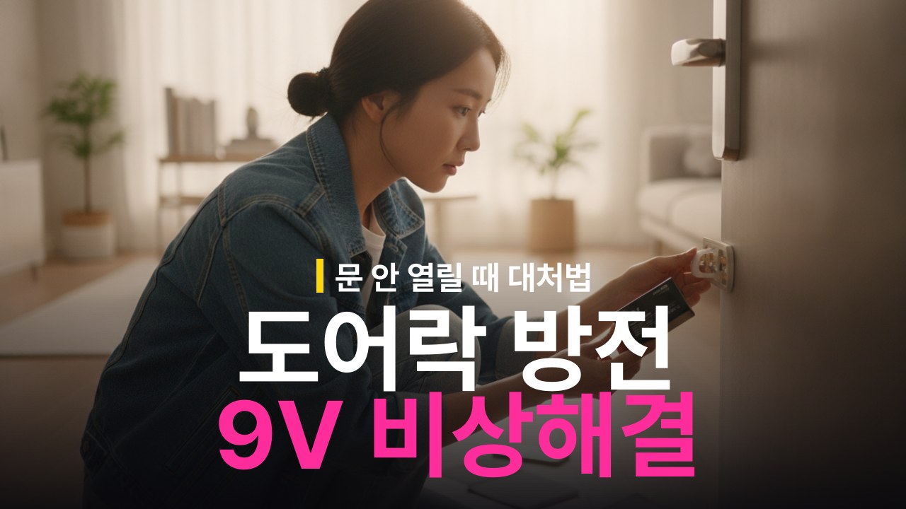 도어락 방전 해결 방법: 9V 배터리 비상 전원 공급
