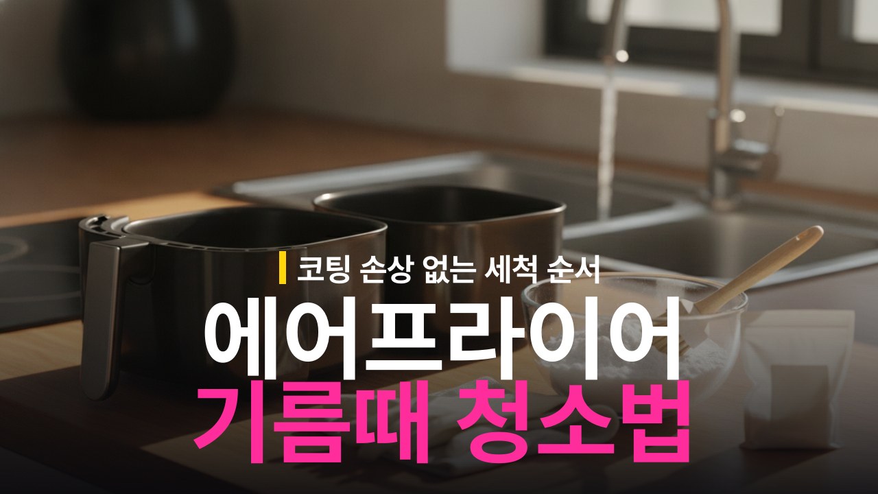 에어프라이어 기름때 청소 방법 베이킹소다 활용 순서