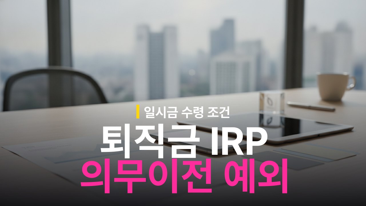 퇴직금 IRP 의무이전 예외 조건과 일시금 수령 기준