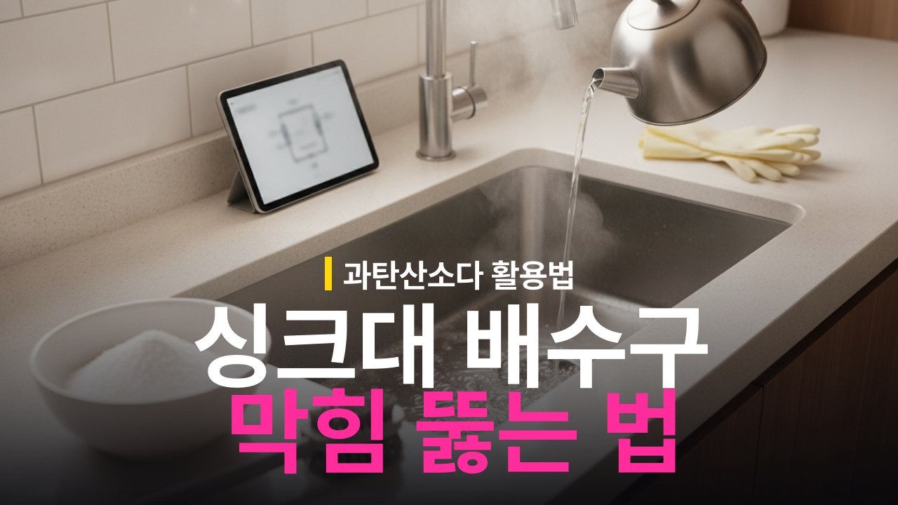 싱크대 배수구 막힘 뚫는 방법 과탄산소다 뜨거운 물