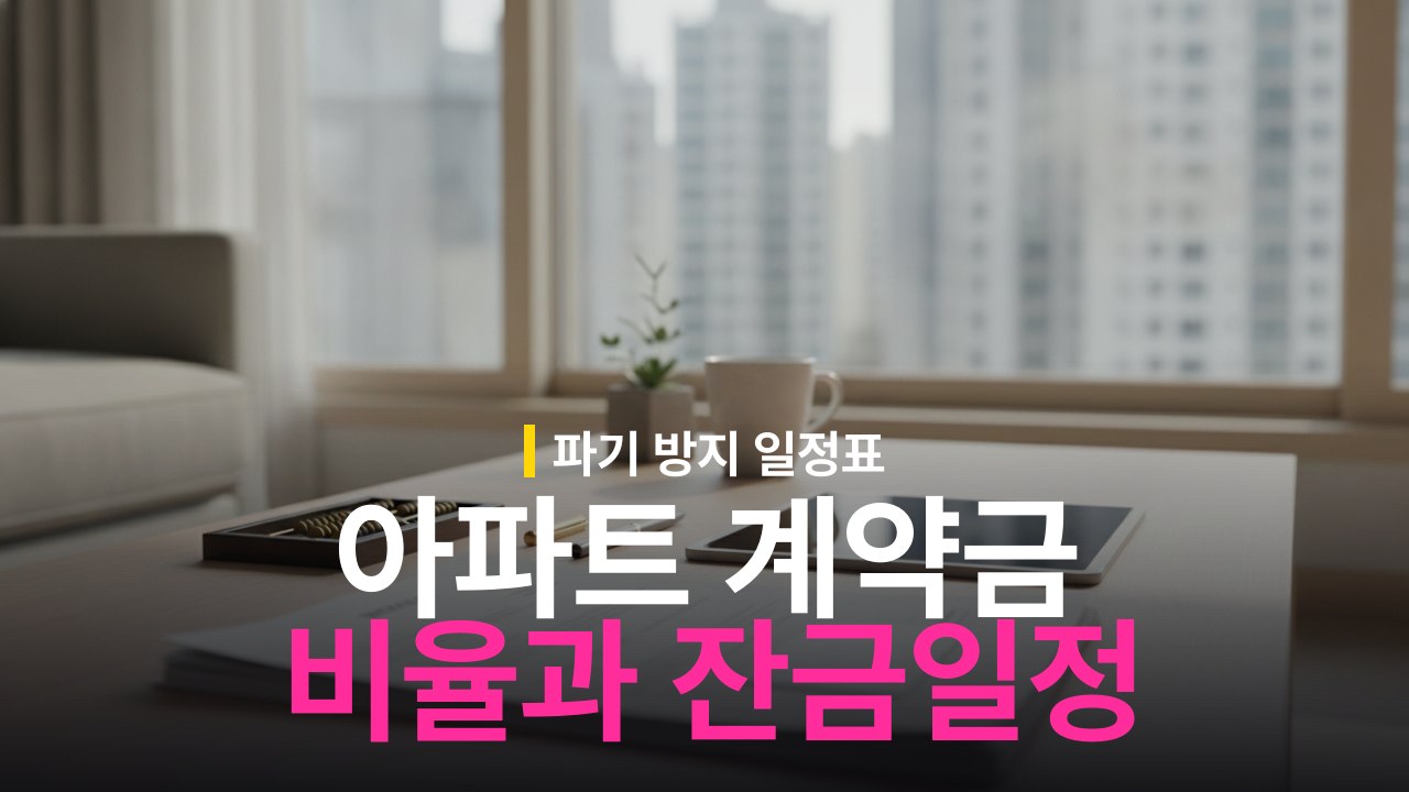 아파트 매매 계약금 비율과 중도금·잔금 일정 정하는 기준