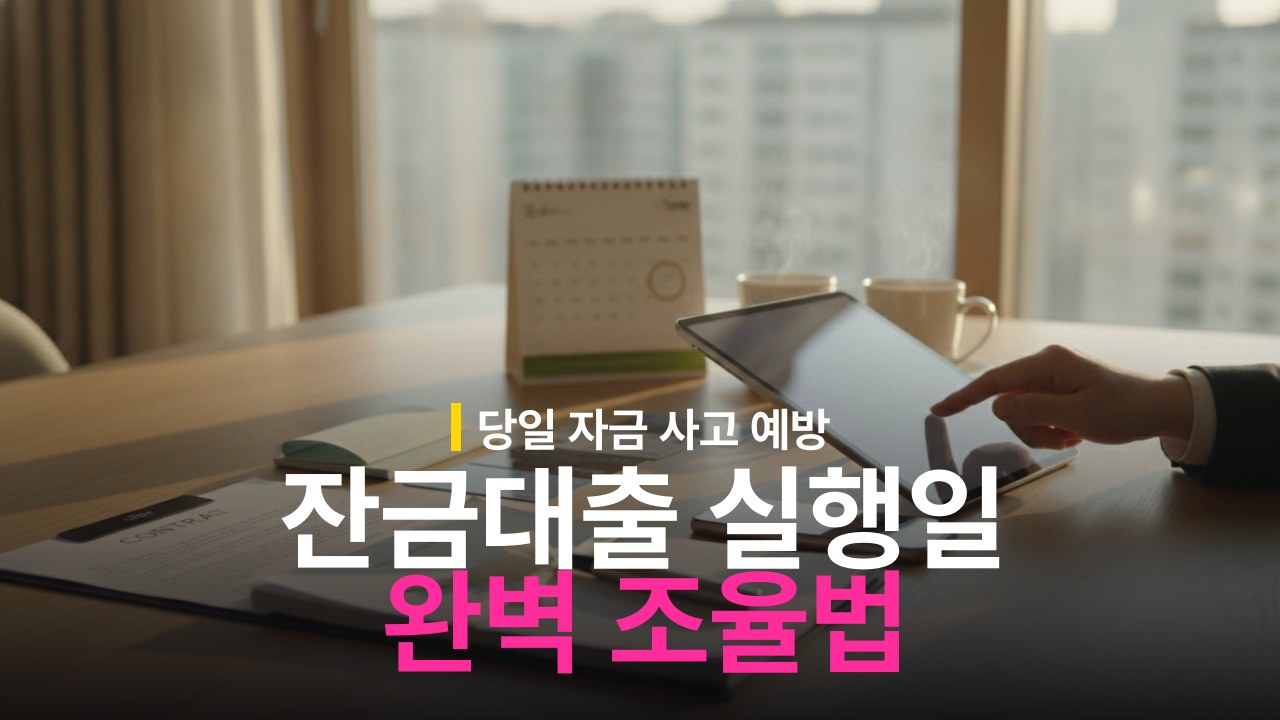 아파트 잔금 대출 실행일과 잔금일 맞추는 방법