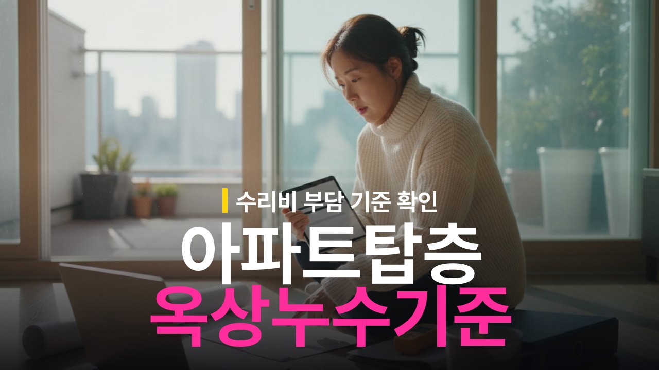 아파트 탑층 옥상 누수 확인 방법과 수리비 부담 기준