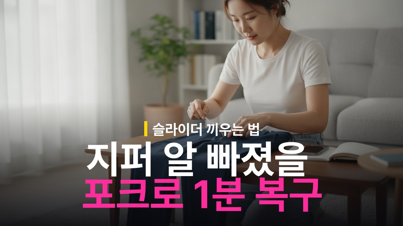 지퍼 알 빠졌을 때 끼우는 방법과 포크 활용 순서