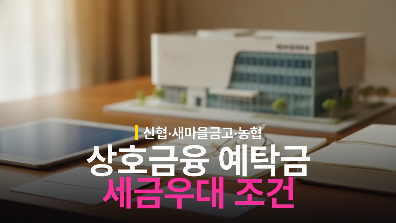 신협·새마을금고 예탁금 세금우대 한도와 가입 조건